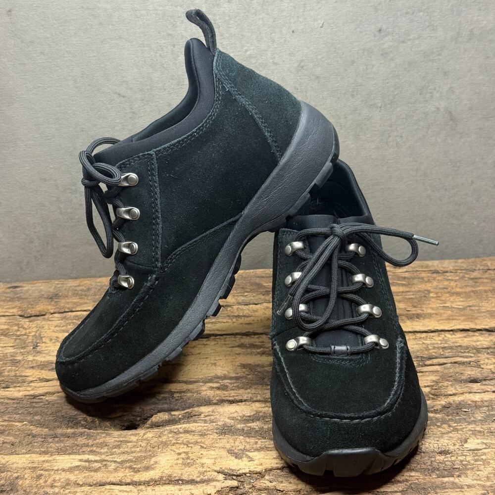 Lands' End Black Suede Hiking Shoes Lace Up Chukka Women's 8B Style 86528